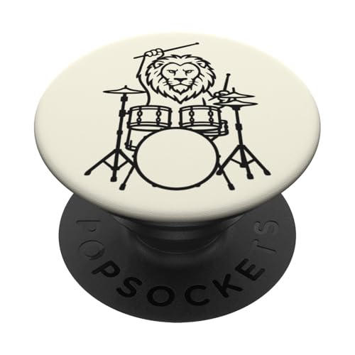 Lustiger Löwen-Schlagzeuger, Schlagzeuger, Musikliebhaber, Jungen und Mädchen PopSockets Klebender PopGrip Lustiger Löwen-Schlagzeuger, Schlagzeuger, Musikliebhaber, Jungen und Mädchen PopSockets Klebender PopGrip von ANIMALDRUMSNROLL