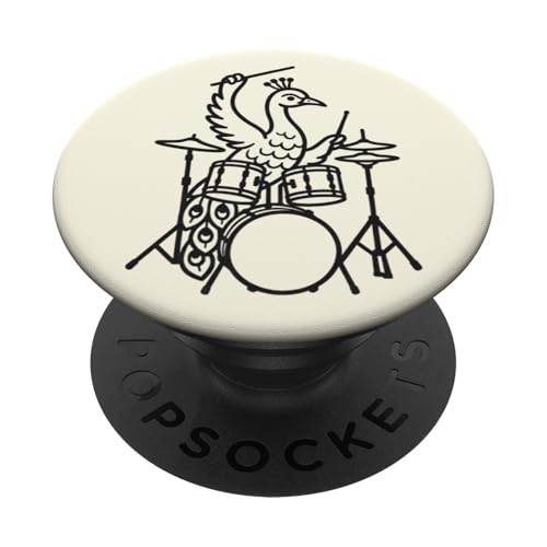 Lustiger Pfauen-Schlagzeuger, Schlagzeuger, Musikliebhaber, Jungen und Mädchen PopSockets Klebender PopGrip Lustiger Pfauen-Schlagzeuger, Schlagzeuger, Musikliebhaber, Jungen und Mädchen PopSockets Klebender PopGrip von ANIMALDRUMSNROLL