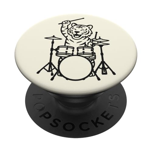 Lustiger Tiger, Schlagzeuger, Schlagzeug, Musikliebhaber, Jungen und Mädchen PopSockets Klebender PopGrip Lustiger Tiger, Schlagzeuger, Schlagzeug, Musikliebhaber, Jungen und Mädchen PopSockets Klebender PopGrip von ANIMALDRUMSNROLL