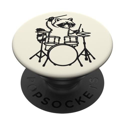 Lustiger Waschbär, Schlagzeuger, Schlagzeug, Musikliebhaber, Jungen und Mädchen PopSockets Klebender PopGrip Lustiger Waschbär, Schlagzeuger, Schlagzeug, Musikliebhaber, Jungen und Mädchen PopSockets Klebender PopGrip von ANIMALDRUMSNROLL