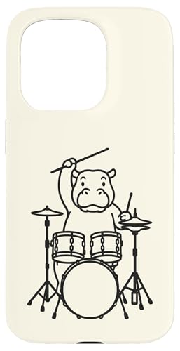 Lustiges Nilpferd Schlagzeuger Drumming Musikliebhaber Jungen Mädchen Hülle für iPhone 15 Pro von ANIMALDRUMSNROLL