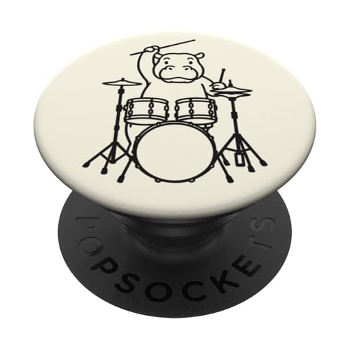 Lustiges Nilpferd Schlagzeuger Drumming Musikliebhaber Jungen Mädchen PopSockets Klebender PopGrip Lustiges Nilpferd Schlagzeuger Drumming Musikliebhaber Jungen Mädchen PopSockets Klebender PopGrip von ANIMALDRUMSNROLL