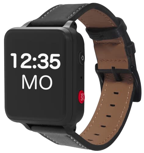 ANIO Care+ GPS Senioren Notruf Uhr, Einfache Bedienung, Anrufe, SOS Funktion, GPS, Schrittzähler, schlankes Design, Server & App Made in Germany, Schwarz von ANIO