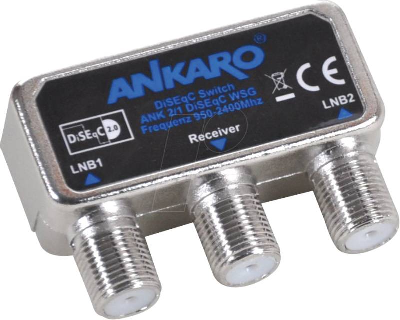 ANK 2/1 WSG - DiSEqC Schalter, V2.0 Umschalter, für 2 LNB von ANKARO