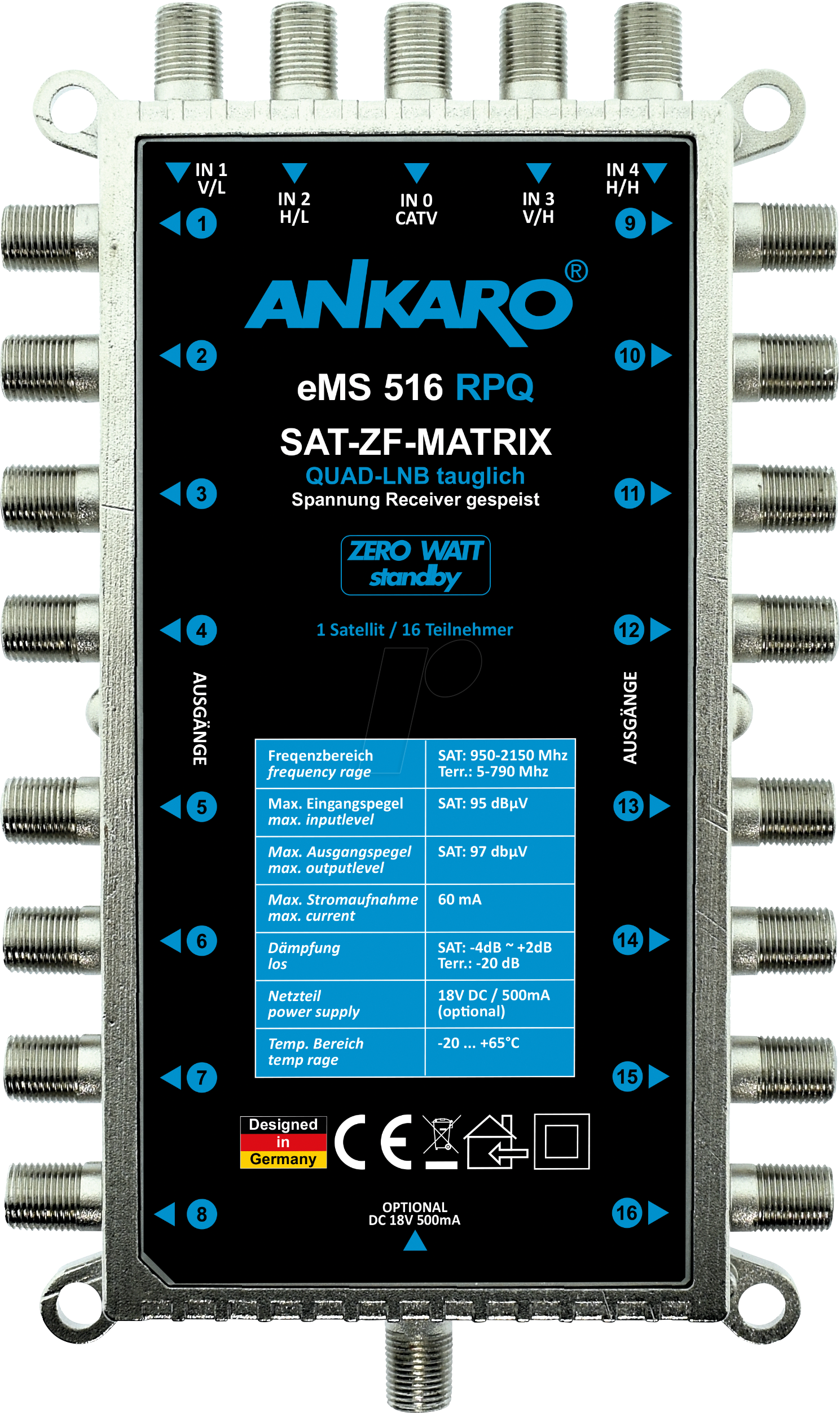 ANK EMS 516 RPQ - Mutlischalter 4 in 16, quad von ANKARO