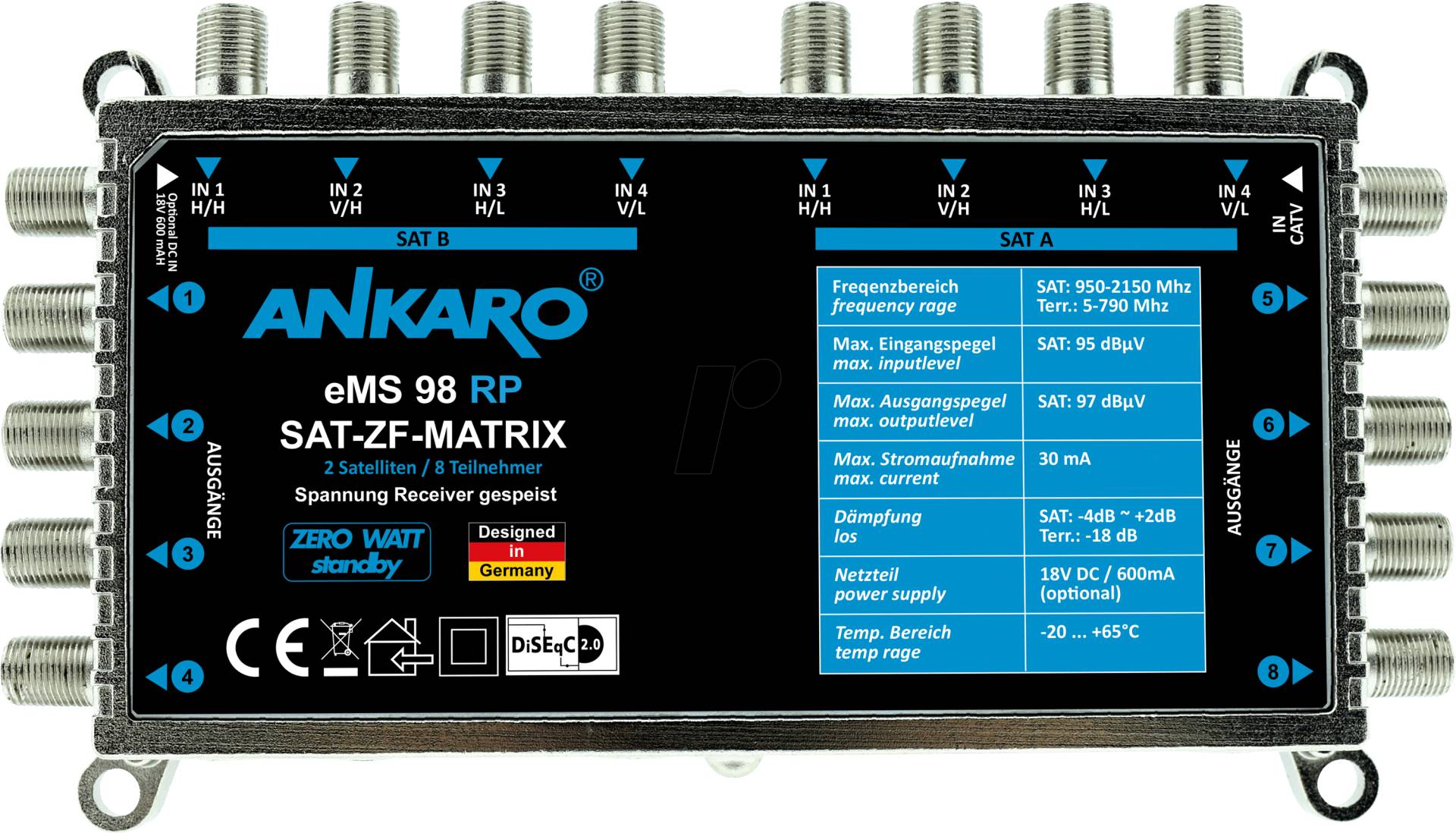 ANK EMS 98 RP - Mutlischalter 8 in 8, 2x quattro von ANKARO