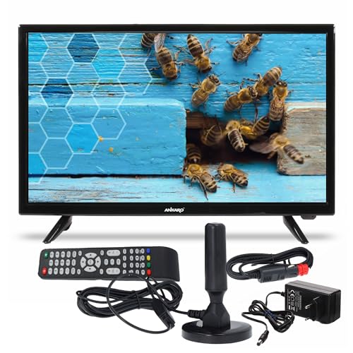 ANKARO ANK CL-1901-19 Zoll LED TV perfekt für Camping - 12V / 230V Betrieb mit Triple Tuner (DVB-S2/ C/ T2) inkl. KFZ Adapter und DVB-T Antenne – CI+ Steckplatz, PVR Funktion, HDMI, USB 2.0, Schwarz von ANKARO
