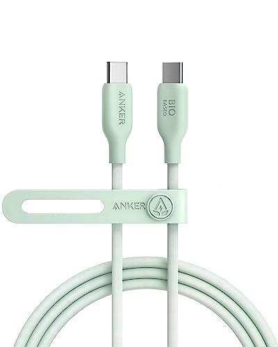 ANKER 543 USB C auf USB C Kabel (240W, 180cm), USB 2.0 Bio-Kabel, Kompatibel mit iPhone 15/15Pro/15Plus/15ProMax, MacBook Pro 2020, iPad Pro 2020, iPad Air 4, Samsung Galaxy S23, und mehr (Naturgrün) von ANKER