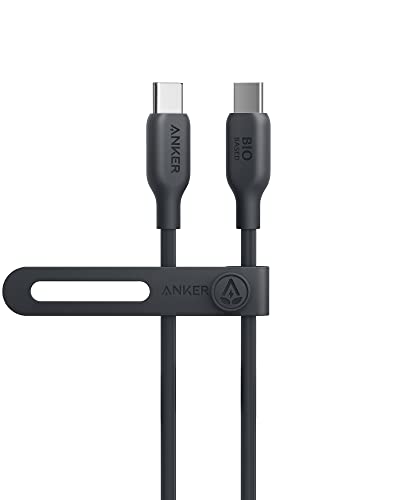 ANKER 543 USB C auf USB C Kabel (240W, 90cm), USB 2.0 Bio-Kabel, Kompatibel mit iPhone 15/15Pro/15Plus/15ProMax, MacBook Pro 2020, iPad Pro 2020, iPad Air 4, Samsung Galaxy S23, und mehr (Schwarz) von ANKER