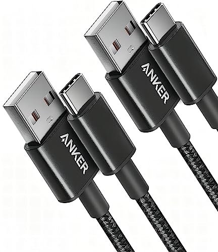 ANKER USB C Kabel [2 Stück, 0,9 m] doppelt-geflochtenes Nylon Type C Ladekabel, für Samsung Galaxy S10 / S9 / S8 / Note 8, LG V20 / G5 / G6, HTC 10, Sony XZ, Xiaomi 5 (Schwarz) von ANKER
