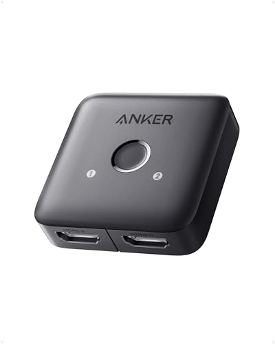 Anker HDMI Switch, 4K 60Hz Bi-Direktionaler HDMI Schalter, Adapter mit 2-in-1 Ausgang, Stilvolles Design, Unterstützt HDR, 3D, Dolby, Kompatibel mit Laptops, PC, Xbox Serie, PS5/PS4, Projektor, Beamer von ANKER