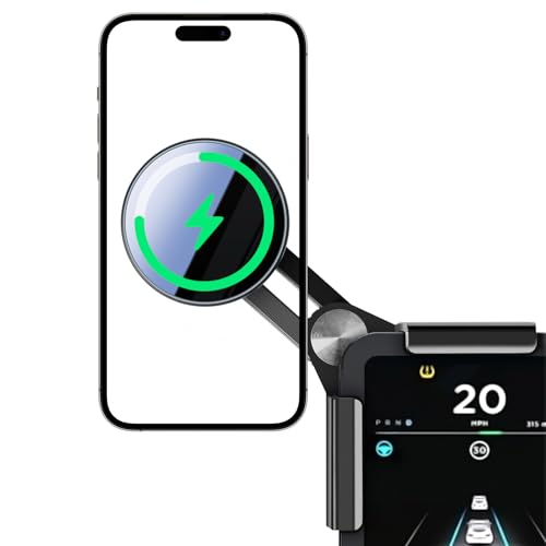 für Tesla Model Y/3/S/X/Cybertrunk 15W Magsafe Autohalterung mit Ladefunktion [Kein Störendes Licht], Handyhalterung Auto für Ladegerät, für iPhone 12 bis 16 Serie, für Tesla Zubehör von ANKEWAY