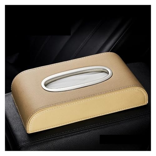 ANKOULA Universal Organizer Auto Abdeckung Armlehne Typ Leder Tissue Box Hause Tragbare(Beige) von ANKOULA