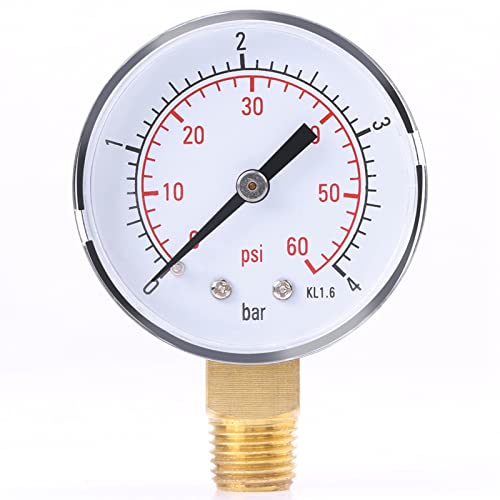 ANKROYU Metall Manometer, Druckmessgeräte mit 1/4 Zoll NPT Gewinde, Lötbares Manometer für Kraftstoff Luft Öl und Wasser, 0–4 Bar, 0–60 Psi ANKROYU Metall Manometer, Druckmessgeräte mit 1/4 Zoll NPT Gewinde, Lötbares Manometer für Kraftstoff Luft Öl und Wasser, 0–4 Bar, 0–60 Psi von ANKROYU