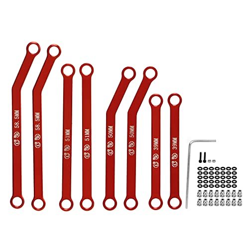 ANKROYU Einstellbare Servoglieder-Spurstange, hochpräzise RC-Zugstange, RC-Lenkzugstange aus Aluminiumlegierung, RC-Oberlenker-Spurstange für ferngesteuertes Auto (Rot) von ANKROYU