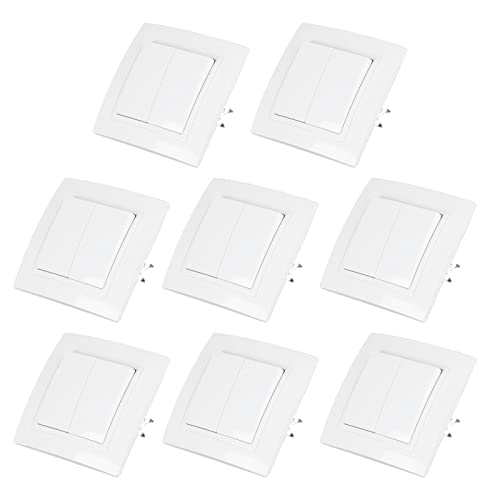 Europäische Wandleuchte Schalter 2 Gang -1 -Wege -Schalter abnehmbarer Frontplatte Eingebettete Installation 10A 250 V Kunststoffmaterial für Häuserbüros Hotels 82x82mm 8pcs von ANKROYU