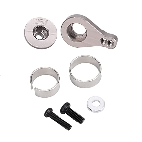RC -Autolenker 25T hohe Präzision Aluminiumlegierung Servo -Protektor -Upgrade -Zubehör für Wltoys 12428 12423 FY03 Model Cars Silber Titanoptional optional (Titanium MN-025T) von ANKROYU