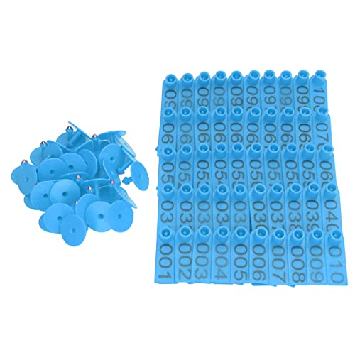 Viehohr -Ohr -Tags nummerierte Identifizierung langlebig wetterfeste tierische Ohrhörer für Rinderschafe Schweine Größe 5.3x1,8 cm 100 Sets mit Pins Premium pp Material (Blau) von ANKROYU