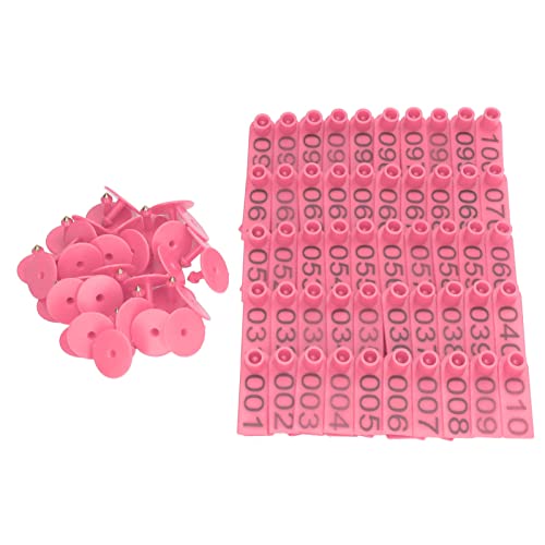 Viehohr -Ohr -Tags nummerierte Identifizierung langlebig wetterfeste tierische Ohrhörer für Rinderschafe Schweine Größe 5.3x1,8 cm 100 Sets mit Pins Premium pp Material (Rosa) von ANKROYU