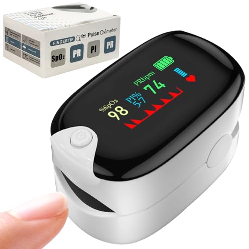 Pulsoximeter, Messung von Sauerstoffsättigung (SpO₂) und Herzfrequenz (Puls), sauerstoffsättigung messgerät finger, schmerzfreie Anwendung am Finger von ANKUY