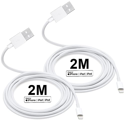 iPhone Ladegerät [Apple MFi zertifiziert] 2 Pack 6FT USB auf Lightning Kabel Power Schnelles Aufladen Datenübertragungskabel Kompatibel mit iPhone 14 13 12 11Pro Max XS XR X 8 7 6S SE iPad-Weiß von ANKUY