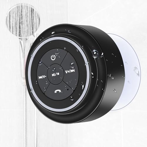ANLEDDA Bluetooth Lautsprecher IPX7 Wasserschutz Tragbarer Lautsprecher mit Saugnapf Waterproof Speakers Freisprechfunktion für iPhone Tablet Dusche Mädchen Geschenk von ANLEDDA