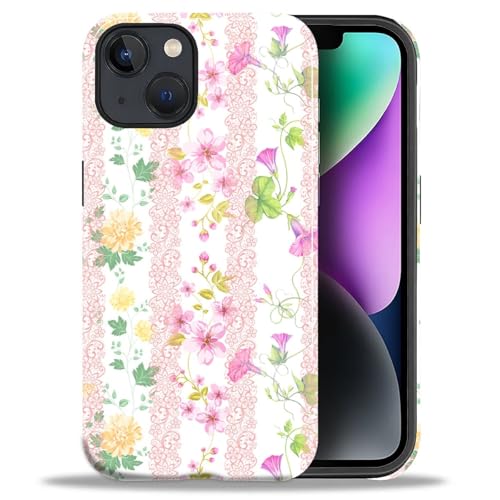 ANLUN STORE Schutzhülle für iPhone 14 / iPhone 13 – Hybrid-Doppelschutz, weiches TPU + hartes Polycarbonat, stoßfest, kratzfest und schlank, Schutzhülle für Damen und Herren [Rosa Spitze Blushing ANLUN STORE Schutzhülle für iPhone 14 / iPhone 13 – Hybrid-Doppelschutz, weiches TPU + hartes Polycarbonat, stoßfest, kratzfest und schlank, Schutzhülle für Damen und Herren [Rosa Spitze Blushing von ANLUN STORE