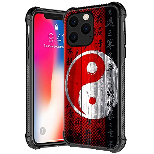 Kompatibel mit iPhone 13 Hülle, Yin-Yang-rotes Muster für Jungen und Herren, kratzfest, stoßfest, Schutzhülle für iPhone 13, 15,5 cm (6,1 Zoll), Yin-Yang-Rot von ANLUN STORE