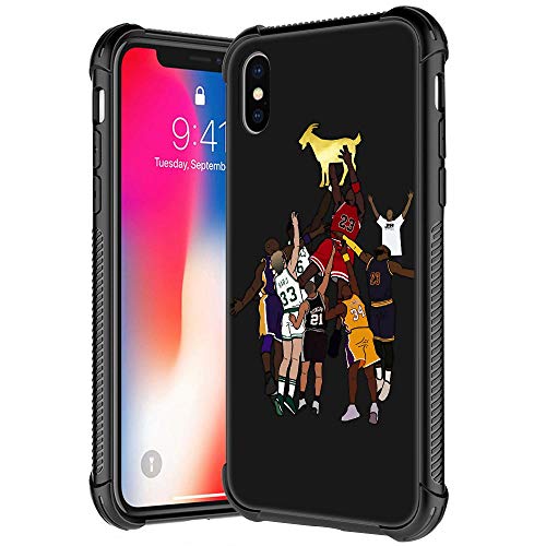 Schutzhülle für iPhone Xs, Basketballspieler, 35 Muster, gehärtetes Glas, iPhone X Hüllen für Jungen, Herren, weiches TPU-Stoßdämpfer-Design, kratzfest, stoßfest, kompatibel mit iPhone X/Xs von ANLUN STORE