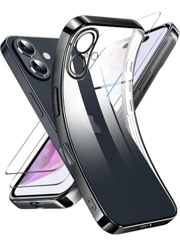 ANLYGOLD Handyhülle Kompatibel mit iPhone 16 Hülle, iPhone 16 Hülle mit Kameraschutz Niemals Gelb Ultra Dünn Crystal Clear Silikon Schutzhülle - Schwarz ANLYGOLD Handyhülle Kompatibel mit iPhone 16 Hülle, iPhone 16 Hülle mit Kameraschutz Niemals Gelb Ultra Dünn Crystal Clear Silikon Schutzhülle - Schwarz von ANLYGOLD