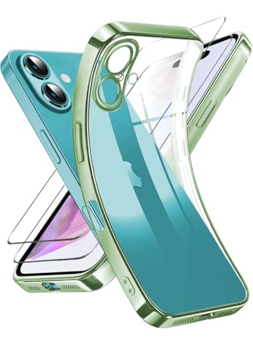 ANLYGOLD Handyhülle Kompatibel mit iPhone 16 Hülle, iPhone 16 Hülle mit Kameraschutz Niemals Gelb Ultra Dünn Crystal Clear Silikon Schutzhülle - Grün ANLYGOLD Handyhülle Kompatibel mit iPhone 16 Hülle, iPhone 16 Hülle mit Kameraschutz Niemals Gelb Ultra Dünn Crystal Clear Silikon Schutzhülle - Grün von ANLYGOLD