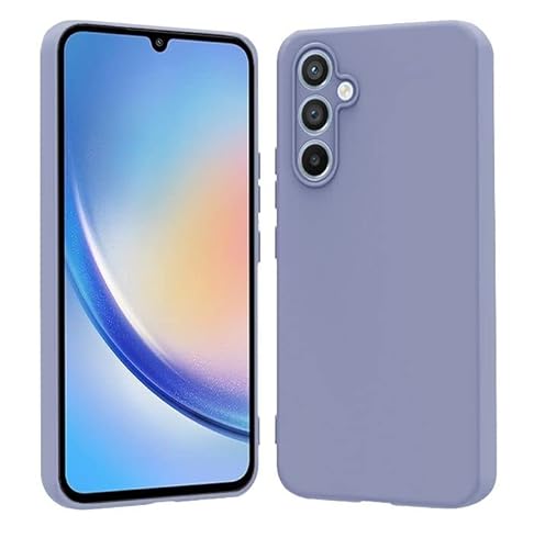 ANLYGOLD Handyhülle für Samsung Galaxy A34 5G Hülle, Samsung A34 5G Hülle mit Kameraschutz Ultra Microfiber TPU Silikon Rundumschutz Kratzfeste Schutzhülle - Blue-grau von ANLYGOLD