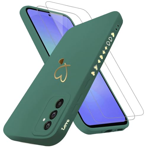 ANLYGOLD Handyhülle für Samsung Galaxy A36 5G Hülle mit 2 Stück 9H Panzerfolie Schutzglas, Samsung A36 5G Hülle Fashion Gold Herz Muster Kameraschutz Weich TPU Silikon Schutzhülle Case Hülle - Grün ANLYGOLD Handyhülle für Samsung Galaxy A36 5G Hülle mit 2 Stück 9H Panzerfolie Schutzglas, Samsung A36 5G Hülle Fashion Gold Herz Muster Kameraschutz Weich TPU Silikon Schutzhülle Case Hülle - Grün von ANLYGOLD