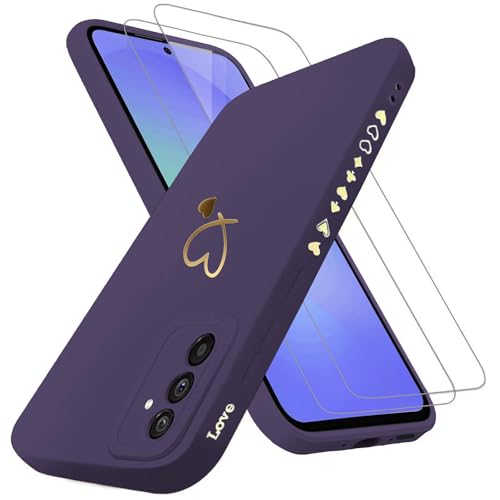ANLYGOLD Handyhülle für Samsung Galaxy A36 5G Hülle mit 2 Stück 9H Panzerfolie Schutzglas, Samsung A36 5G Hülle Fashion Gold Herz Muster Kameraschutz Weich TPU Silikon Schutzhülle Case Hülle - Lila ANLYGOLD Handyhülle für Samsung Galaxy A36 5G Hülle mit 2 Stück 9H Panzerfolie Schutzglas, Samsung A36 5G Hülle Fashion Gold Herz Muster Kameraschutz Weich TPU Silikon Schutzhülle Case Hülle - Lila von ANLYGOLD