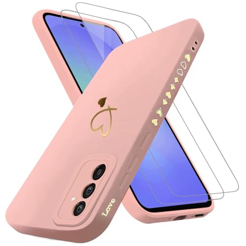 ANLYGOLD Handyhülle für Samsung Galaxy A36 5G Hülle mit 2 Stück 9H Panzerfolie Schutzglas, Samsung A36 5G Hülle Fashion Gold Herz Muster Kameraschutz Weich TPU Silikon Schutzhülle Case Hülle - Rosa ANLYGOLD Handyhülle für Samsung Galaxy A36 5G Hülle mit 2 Stück 9H Panzerfolie Schutzglas, Samsung A36 5G Hülle Fashion Gold Herz Muster Kameraschutz Weich TPU Silikon Schutzhülle Case Hülle - Rosa von ANLYGOLD