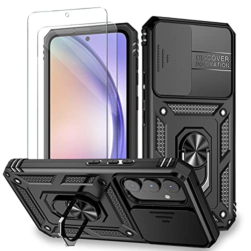 ANLYGOLD Handyhülle für Samsung Galaxy A54 5G Hülle mit 2 Stück 9H Schutzglas, Samsung A54 5G Hülle Kameraschutz mit Slide Camera, 360° Drehbarer Metall Ring Ständer Militärqualität Stoßfest- Schwarz ANLYGOLD Handyhülle für Samsung Galaxy A54 5G Hülle mit 2 Stück 9H Schutzglas, Samsung A54 5G Hülle Kameraschutz mit Slide Camera, 360° Drehbarer Metall Ring Ständer Militärqualität Stoßfest- Schwarz von ANLYGOLD