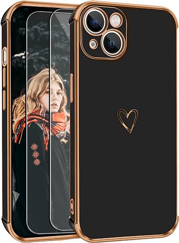 Handyhülle Kompatibel mit Samsung Galaxy A56 5G Hülle mit 2 Stück Panzerfolie, Süße Herzmuster Mädchen Liebesherz Galvanisierte Weich Stoßfest Schutzhülle Phone Case für Samsung Galaxy A56 5G - Gelb Handyhülle Kompatibel mit Samsung Galaxy A56 5G Hülle mit 2 Stück Panzerfolie, Süße Herzmuster Mädchen Liebesherz Galvanisierte Weich Stoßfest Schutzhülle Phone Case für Samsung Galaxy A56 5G - Gelb von ANLYGOLD