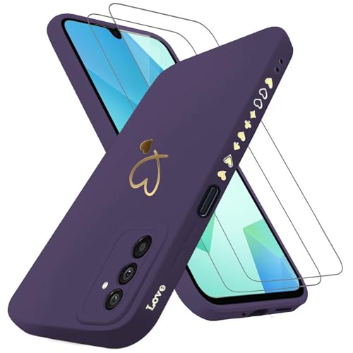 Handyhülle für Samsung Galaxy A16 5G/4G Hülle mit 2 Stück 9H Panzerfolie Schutzglas, Samsung A16 5G Hülle Fashion Gold Herz Muster Kameraschutz Weich TPU Silikon Schutzhülle Case Hülle - Lila Handyhülle für Samsung Galaxy A16 5G/4G Hülle mit 2 Stück 9H Panzerfolie Schutzglas, Samsung A16 5G Hülle Fashion Gold Herz Muster Kameraschutz Weich TPU Silikon Schutzhülle Case Hülle - Lila von ANLYGOLD