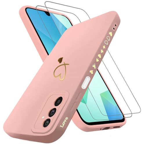 Handyhülle für Samsung Galaxy A16 5G/4G Hülle mit 2 Stück 9H Panzerfolie Schutzglas, Samsung A16 5G Hülle Fashion Gold Herz Muster Kameraschutz Weich TPU Silikon Schutzhülle Case Hülle - Rosa Handyhülle für Samsung Galaxy A16 5G/4G Hülle mit 2 Stück 9H Panzerfolie Schutzglas, Samsung A16 5G Hülle Fashion Gold Herz Muster Kameraschutz Weich TPU Silikon Schutzhülle Case Hülle - Rosa von ANLYGOLD