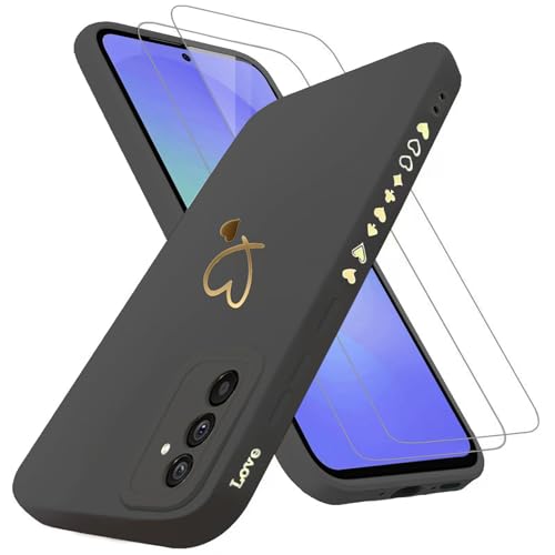 Handyhülle für Samsung Galaxy A36 5G Hülle mit 2 Stück 9H Panzerfolie Schutzglas, Samsung A36 5G Hülle Fashion Gold Herz Muster Kameraschutz Weich TPU Silikon Schutzhülle Case Hülle - Schwarz Handyhülle für Samsung Galaxy A36 5G Hülle mit 2 Stück 9H Panzerfolie Schutzglas, Samsung A36 5G Hülle Fashion Gold Herz Muster Kameraschutz Weich TPU Silikon Schutzhülle Case Hülle - Schwarz von ANLYGOLD