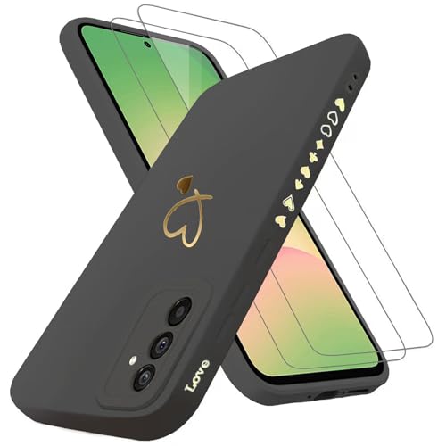 Handyhülle für Samsung Galaxy A56 5G Hülle mit 2 Stück 9H Panzerfolie Schutzglas, Samsung A56 5G Hülle Fashion Gold Herz Muster Kameraschutz Weich TPU Silikon Schutzhülle Case Hülle - Schwarz Handyhülle für Samsung Galaxy A56 5G Hülle mit 2 Stück 9H Panzerfolie Schutzglas, Samsung A56 5G Hülle Fashion Gold Herz Muster Kameraschutz Weich TPU Silikon Schutzhülle Case Hülle - Schwarz von ANLYGOLD