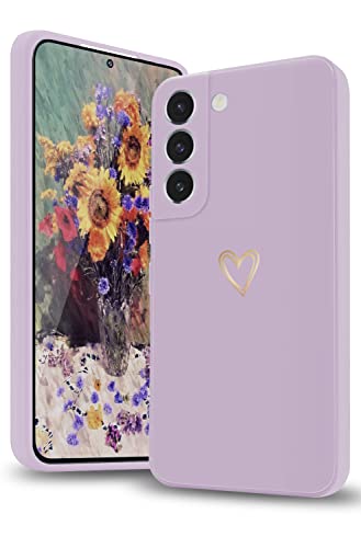 Handyhülle für Samsung Galaxy S23 Hülle, Samsung Galaxy S23 5G Hülle Fashion Gold Herz Muster Kameraschutz Flüssigsilikon Weich TPU Silikon Schutzhülle Case Stoßfeste Hülle - Lila Handyhülle für Samsung Galaxy S23 Hülle, Samsung Galaxy S23 5G Hülle Fashion Gold Herz Muster Kameraschutz Flüssigsilikon Weich TPU Silikon Schutzhülle Case Stoßfeste Hülle - Lila von ANLYGOLD