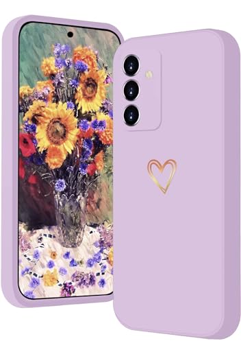 ANLYGOLD Handyhülle für Samsung Galaxy S24 5G, Fashion Gold Herz Muster, Kameraschutz, Flüssigsilikon Weich TPU Silikon Schutzhülle, Stoßfeste Hülle - Lila ANLYGOLD Handyhülle für Samsung Galaxy S24 5G, Fashion Gold Herz Muster, Kameraschutz, Flüssigsilikon Weich TPU Silikon Schutzhülle, Stoßfeste Hülle - Lila von ANLYGOLD