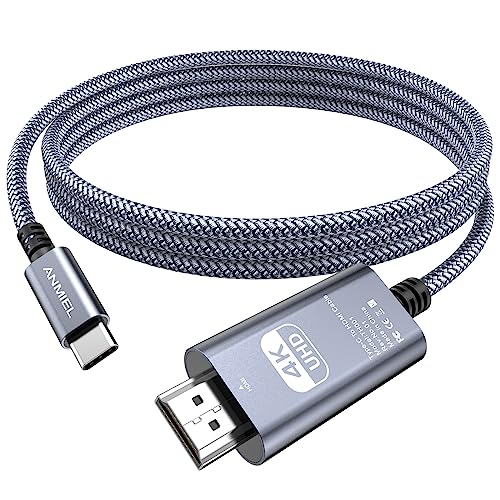 ANMIEL USB C zu HDMI Kabel 2M [4K@60Hz] Typ C zu HDMI 2.0 Geflochtenes Kabel für Home Office[Thunderbolt 3/4 Kompatibel] für MacBook Pro/Air 2020,iPad Air 4,iPad Pro 2021,iMac,XPS 17,Dell,HP von ANMIEL