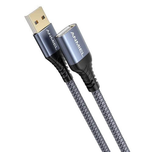 ANMIEL USB Verlängerung Kabel 3M geflochtenes USB 2.0 Verlängerungskabel Typ A Stecker auf A Buchse Datenübertragung Verlängerungskabel für USB Flash Drive/Festplatte/Drucker/Webcam von ANMIEL