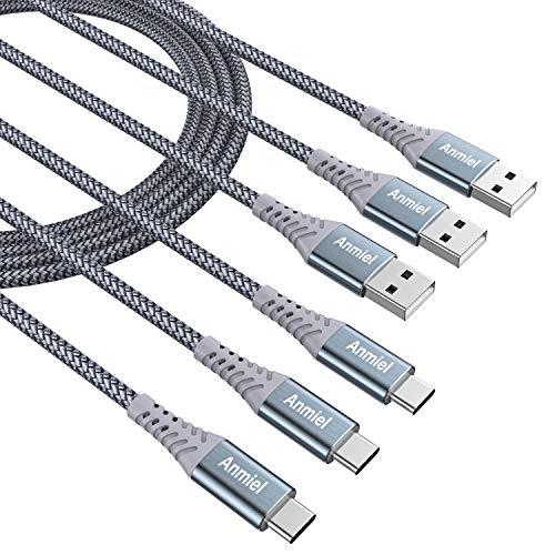 USB-C-Kabel [1m + 2m + 3m,3A Schnellladekabel,Typ C-Kabel, Nylon geflochten, USB-A auf USB C Kabel für Samsung Galaxy S10, S9, Note10, 9, 8, LG V20,G6 (grau) von ANMIEL