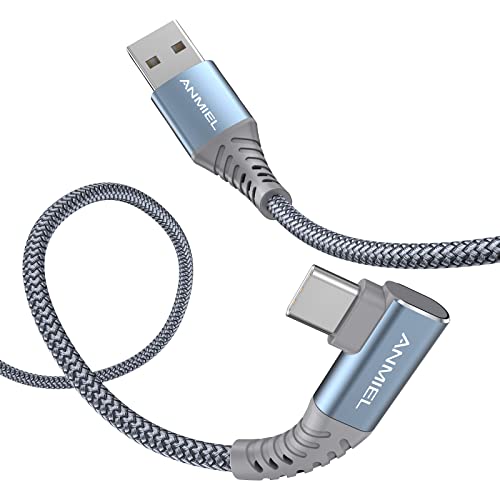 USB C Kabel 3M lang rechtwinklig,USB A 2.0 auf Typ C Kabel,geflochtenes Nylon-Ladekabel,kompatibel mit Samsung Galaxy S21, 20,S10,S9,S8,LG,Moto,Pixel und mehr,USB C Mobiltelefon,Kamera von ANMIEL