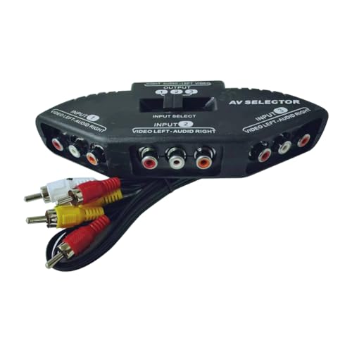 ANNJUC 3-Wege-Audio-Video-AV-Umschalter, Wahlbox, Splitter-Umschalter mit Kabel für TV, X-Box, DVD-Player, Geräteumschalter ANNJUC 3-Wege-Audio-Video-AV-Umschalter, Wahlbox, Splitter-Umschalter mit Kabel für TV, X-Box, DVD-Player, Geräteumschalter von ANNJUC