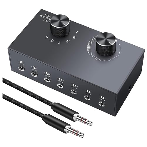 ANNJUC 6 Ports 3,5-Mm-Audio-Umschalter, Bidirektionaler 3,5-Mm-Audio-Umschalter, Unterstützt 1 in 6 Out oder 6 in 1 Out für PC-Telefon-Kopfhörer ANNJUC 6 Ports 3,5-Mm-Audio-Umschalter, Bidirektionaler 3,5-Mm-Audio-Umschalter, Unterstützt 1 in 6 Out oder 6 in 1 Out für PC-Telefon-Kopfhörer von ANNJUC