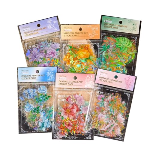 ANNJUC Holografische Goldfolie, Naturblumen, Pflanzenaufkleber, 240 Stück, Wasserfest, Transparenter Glitzer, Botanische Blumen-Scrapbook-Aufkleber ANNJUC Holografische Goldfolie, Naturblumen, Pflanzenaufkleber, 240 Stück, Wasserfest, Transparenter Glitzer, Botanische Blumen-Scrapbook-Aufkleber von ANNJUC